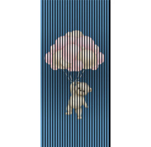 Illustration eines Teddybären, der an einem Ballon hängt