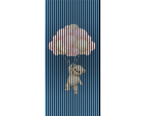 Illustration eines Teddybären, der an einem Ballon hängt