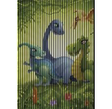 Illustration von Dinosauriern in einer grünen Umgebung