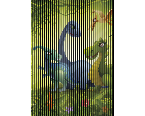 Illustration von Dinosauriern in einer grünen Umgebung