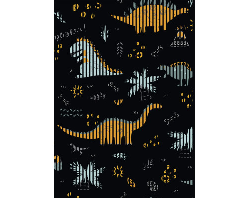 Illustration mit Dinosaurier Muster auf dunklem Grund.