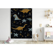 Dekorative Kinderzimmerleinwand mit Dinosaurier-Motiv in einem hellen Kinderzimmer.