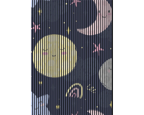 Illustration von Monden, Sternen und Regenbogen