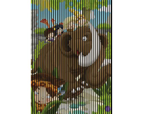 Illustration eines Bären mit Kindern im Wald