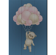 Illustration eines Teddybären, der an einem Ballon hängt