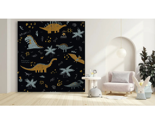 Fototapete mit Dinosaurier Muster im Kinderzimmer