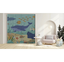 Dekorative Lamellenwand mit Unterwassermotiv im Kinderzimmer