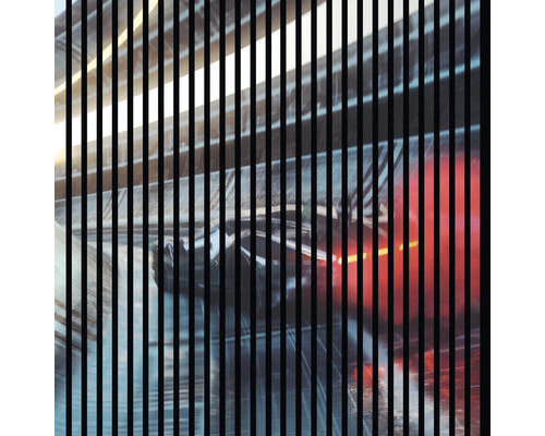 Abstraktes Bild mit vertikalen Linien und verschwommenen Formen