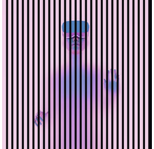 Person mit Virtual Reality Brille hinter Streifen