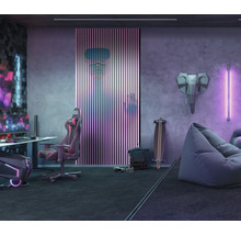 Modernes Spielzimmer mit Schreibtisch, Gaming-Stuhl und Sitzsack