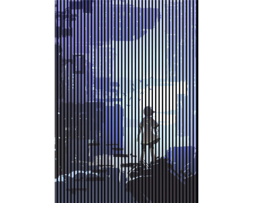 Illustration einer Person, die auf Felsen steht