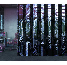 Spielzimmer mit Schiebegardine mit Leiterplattenmuster