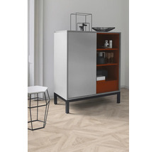 Modernes Sideboard mit Schiebetür und Regalen im Innenraum