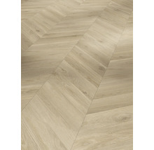 Verlegung von hellem Vinylboden im Fischgrätmuster