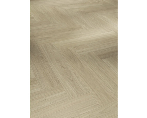 Handmuster zu Vinylboden SPC Eiche Oxford geschliffen Fischgrät Klickverbindung 730 x 146 x 5,0 mm