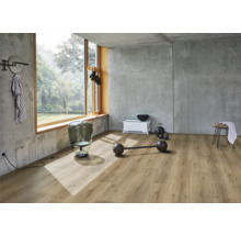 Heller Raum mit Sportgeräten und Holzboden