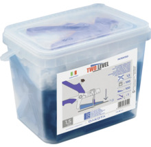 Fliesen Nivelliersystem Set mit Zange, Keilen und Laschen in transparenter Aufbewahrungsbox