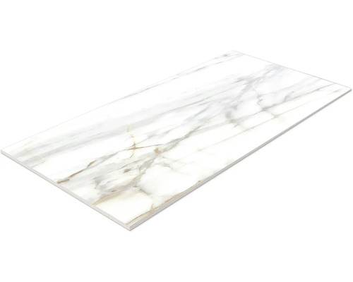 MIRAVA Feinsteinzeug Wand- und Bodenfliese LUCCA Bianco gold pol. 60 x 120 x 0,9 cm rektifiziert