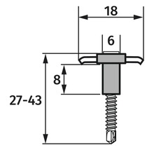Technische Zeichnung eines Verbindungsbeschlags mit Maßangaben