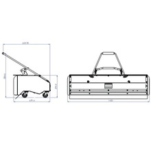 Technische Zeichnung eines Aschewagens mit Maßen