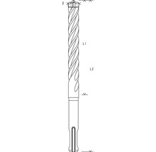 Bohrer mit den Kennzeichnungen D, L1 und L2.