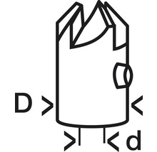 Illustration eines Forstnerbohrers mit Maßangaben