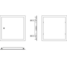 Revisionsklappe in verschiedenen Ansichten.