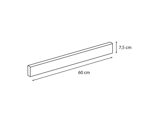 Illustration eines Bordsteins mit den Maßen 60 cm Länge und 7,5 cm Höhe