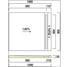 Technische Zeichnung eines Bauelements mit Maßangaben
