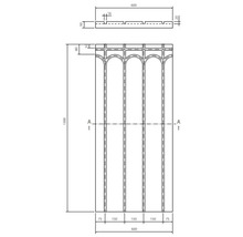 Technische Zeichnung einer Trennwand mit Maßen.