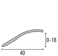 Technische Zeichnung eines Übergangsprofils mit einer Breite von 40 Millimetern und einer Höhe von 0 bis 18 Millimetern.