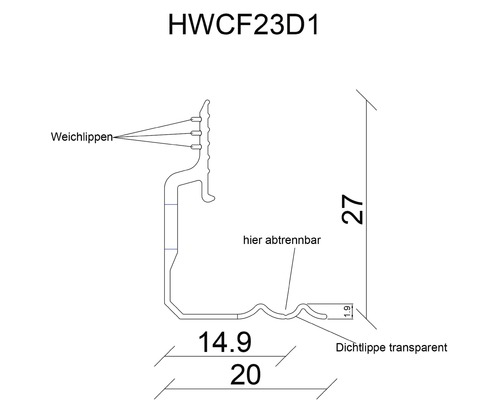 Clik-Fix mit Dichtlippe schwarz/transparent 2320x27 mm