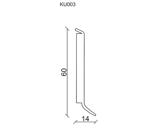 Kernsockelleiste hellgrau KU003 14x60x2500 mm