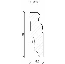 Profilleiste Querschnitt mit Maßangaben 60 x 18,5 Millimeter