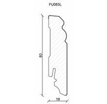Technische Zeichnung eines Zierprofils mit den Maßen 80 mm Höhe und 19 mm Breite.