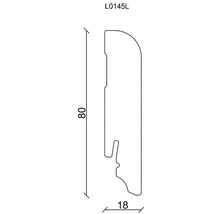 Technische Zeichnung einer Fußleiste mit den Maßen 80 mal 18 Millimeter
