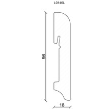 Profilskizze einer Sockelleiste mit den Maßen 96 mal 18 Millimeter