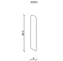 Abmessungen der Fußleiste: 49,5 x 8 mm