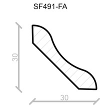 Abmessungen einer Zierleiste mit einer Breite und Höhe von 30 Millimetern