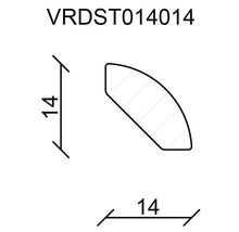 Technische Zeichnung eines Viertelkreisprofils mit Maßen 14 x 14.