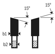 Schema der Fräse mit 15 Grad Winkel