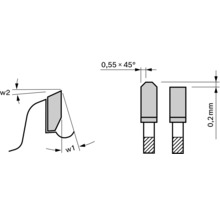 Technische Zeichnung einer Fräserspitze mit Maßangaben