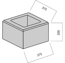 Grauer Pflanzring mit den Maßen 375 x 375 x 200 Millimeter.