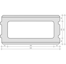 Technische Zeichnung eines Schalungssteins mit Maßangaben
