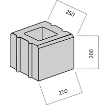 Betonblock mit den Maßen 250 x 250 x 200 Millimeter.