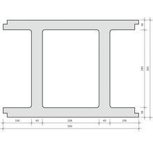 Technische Zeichnung eines Stahlträgers mit Maßangaben