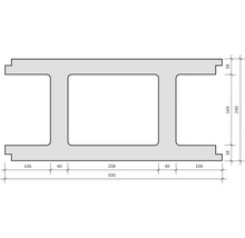 Technische Zeichnung eines Stahlträgers mit Maßangaben