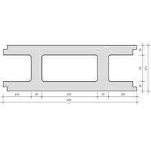 Technische Zeichnung eines Betonfertigteils mit Maßangaben