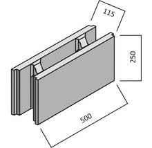 Dämmstein mit den Maßen 115 x 250 x 500 mm