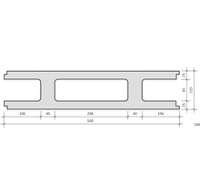 Technische Zeichnung eines Holzträgers mit Maßangaben.